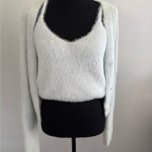 NWT Wild Fable Cropped Powder Blue Cardigan and Tank Top Set- Size Large